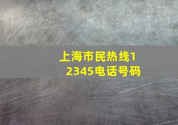 上海市民热线12345电话号码