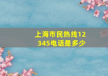 上海市民热线12345电话是多少