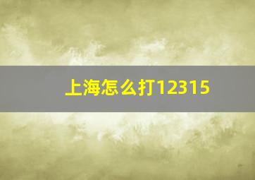 上海怎么打12315