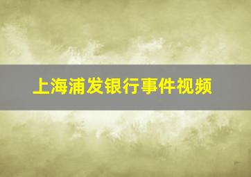 上海浦发银行事件视频