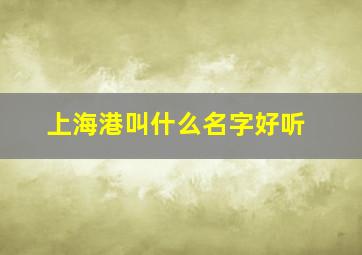 上海港叫什么名字好听