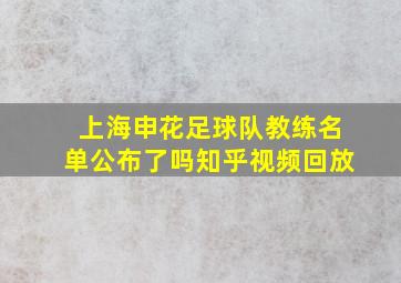 上海申花足球队教练名单公布了吗知乎视频回放