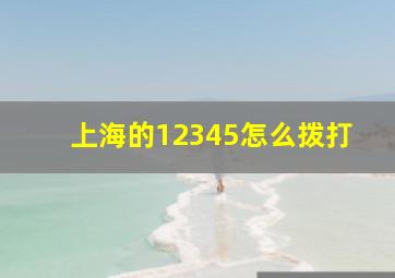 上海的12345怎么拨打