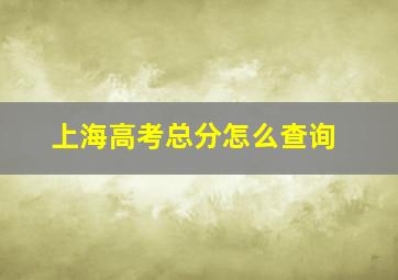 上海高考总分怎么查询