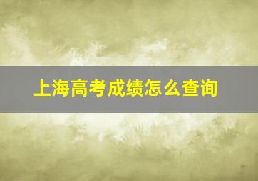 上海高考成绩怎么查询