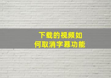 下载的视频如何取消字幕功能