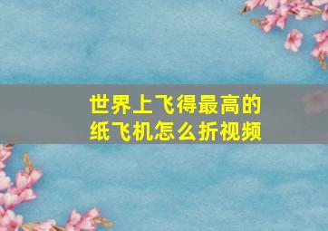 世界上飞得最高的纸飞机怎么折视频