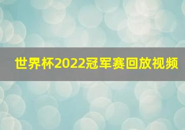 世界杯2022冠军赛回放视频