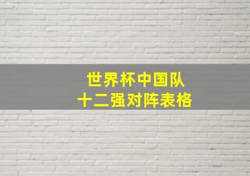 世界杯中国队十二强对阵表格