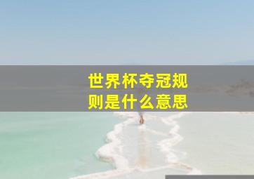 世界杯夺冠规则是什么意思