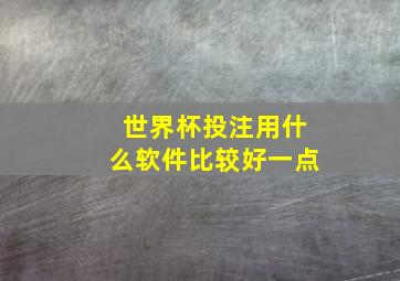 世界杯投注用什么软件比较好一点