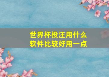 世界杯投注用什么软件比较好用一点