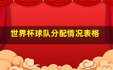 世界杯球队分配情况表格