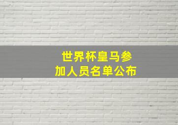 世界杯皇马参加人员名单公布