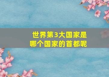 世界第3大国家是哪个国家的首都呢