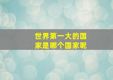 世界第一大的国家是哪个国家呢