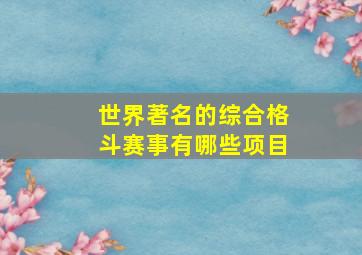 世界著名的综合格斗赛事有哪些项目