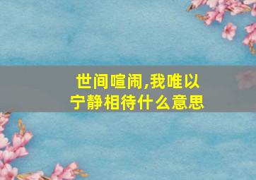 世间喧闹,我唯以宁静相待什么意思