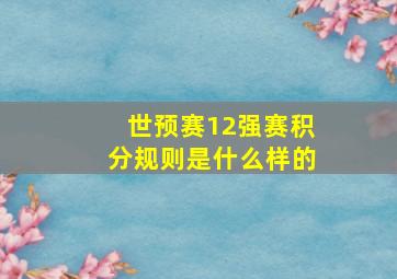 世预赛12强赛积分规则是什么样的