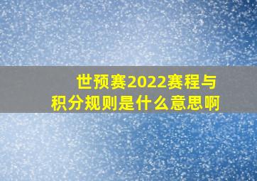 世预赛2022赛程与积分规则是什么意思啊