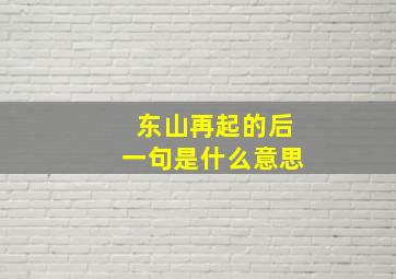 东山再起的后一句是什么意思