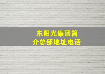 东阳光集团简介总部地址电话