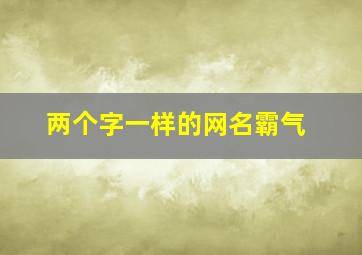 两个字一样的网名霸气