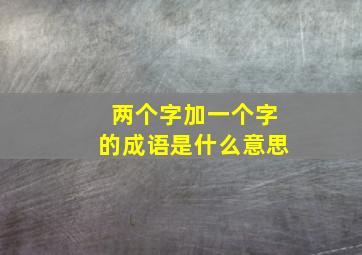 两个字加一个字的成语是什么意思