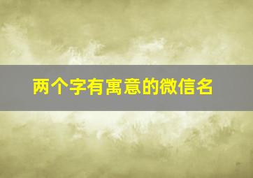 两个字有寓意的微信名