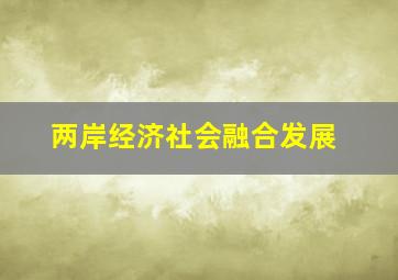 两岸经济社会融合发展