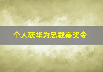 个人获华为总裁嘉奖令