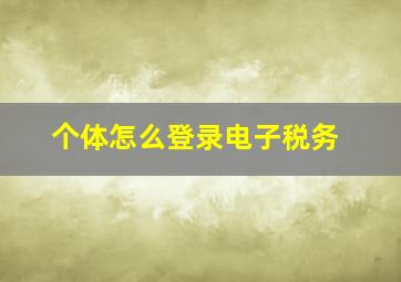 个体怎么登录电子税务