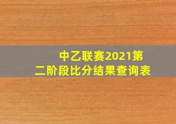 中乙联赛2021第二阶段比分结果查询表