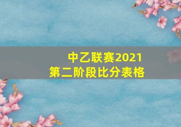 中乙联赛2021第二阶段比分表格