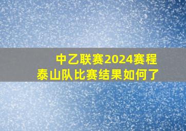 中乙联赛2024赛程泰山队比赛结果如何了