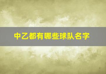 中乙都有哪些球队名字