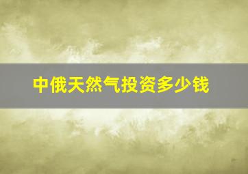 中俄天然气投资多少钱