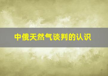 中俄天然气谈判的认识