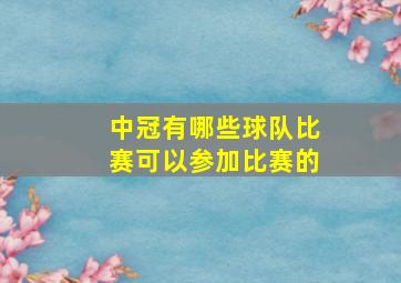 中冠有哪些球队比赛可以参加比赛的