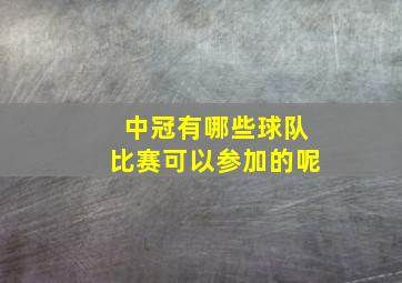 中冠有哪些球队比赛可以参加的呢