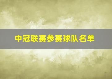 中冠联赛参赛球队名单