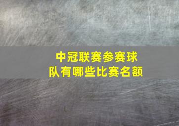 中冠联赛参赛球队有哪些比赛名额