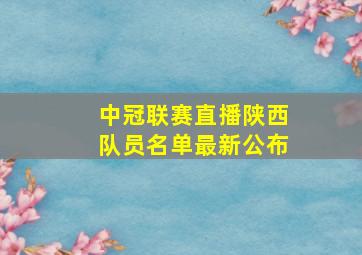 中冠联赛直播陕西队员名单最新公布