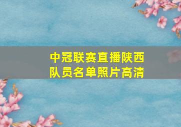 中冠联赛直播陕西队员名单照片高清