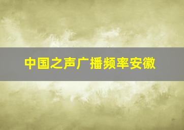 中国之声广播频率安徽