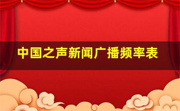 中国之声新闻广播频率表