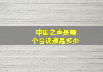 中国之声是哪个台调频是多少