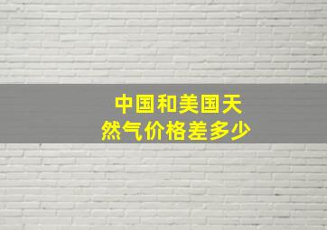 中国和美国天然气价格差多少