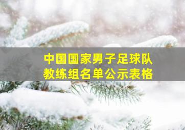 中国国家男子足球队教练组名单公示表格