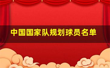 中国国家队规划球员名单